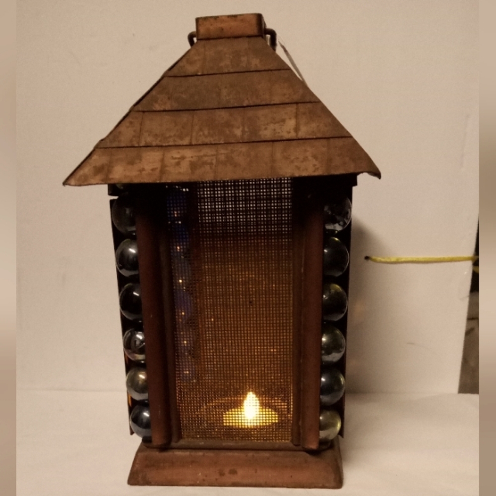 RARE Japanese Architecture Lantern Candlelight Tealight Holder Heavy Metal 9.5"